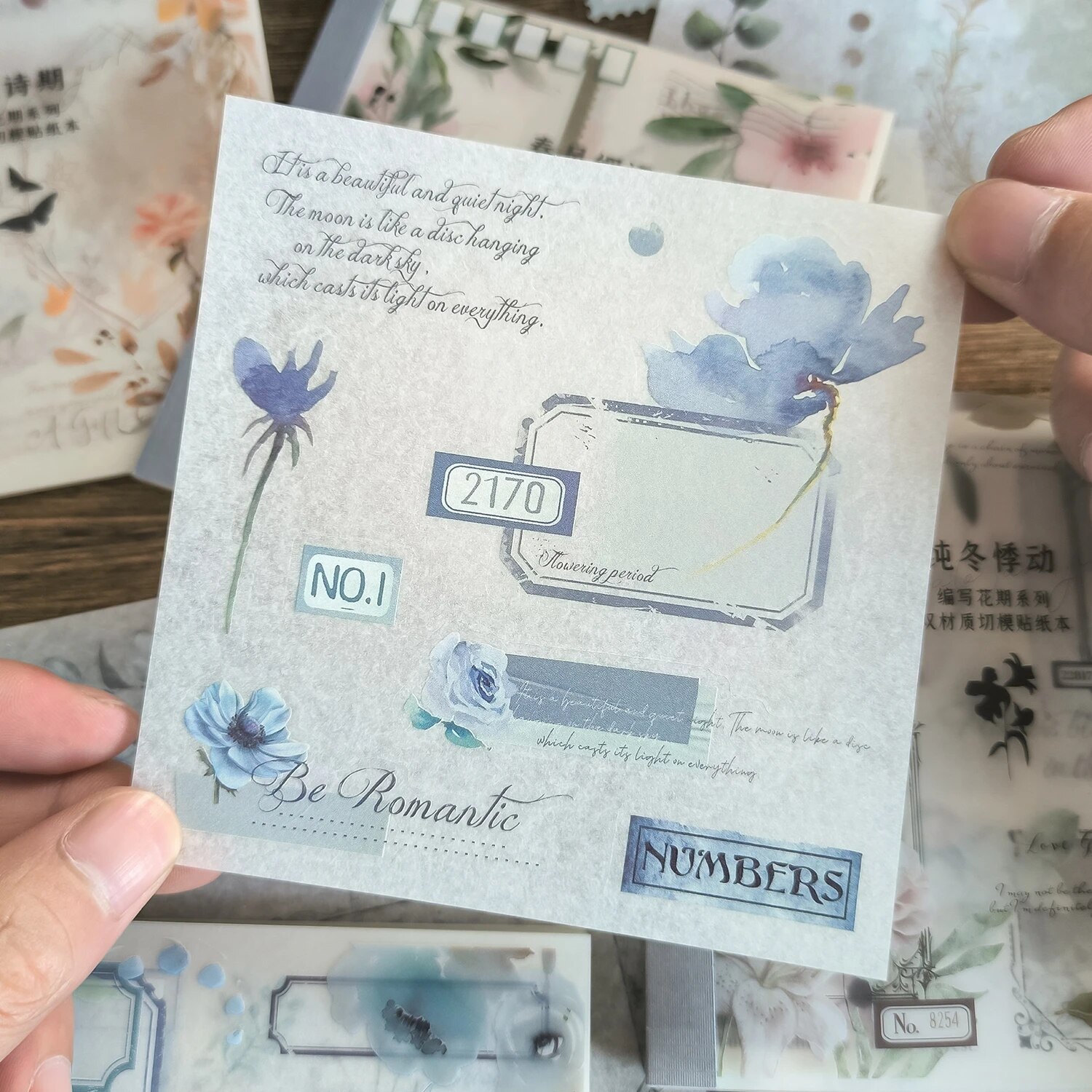4 스타일 20 개/도서 INS 꽃 스티커 책 사계절 테마 절단 스크랩북 듀얼 재료 핸드북 DIY 장식 스티커