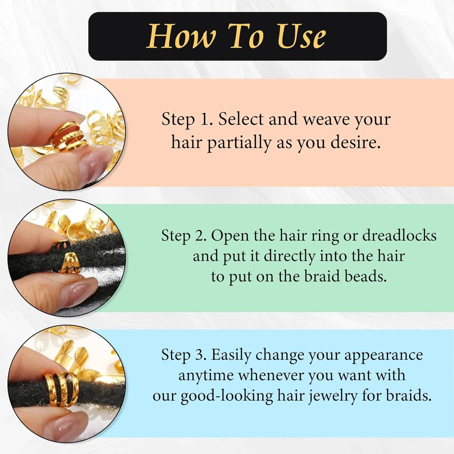 40PCS เครื่องประดับผมสําหรับ Braids ทองผม Cuffs หลายสไตล์แหวนปรับลูกปัดสําหรับ Braid Loc Dreadlock อุปกรณ์เสริม