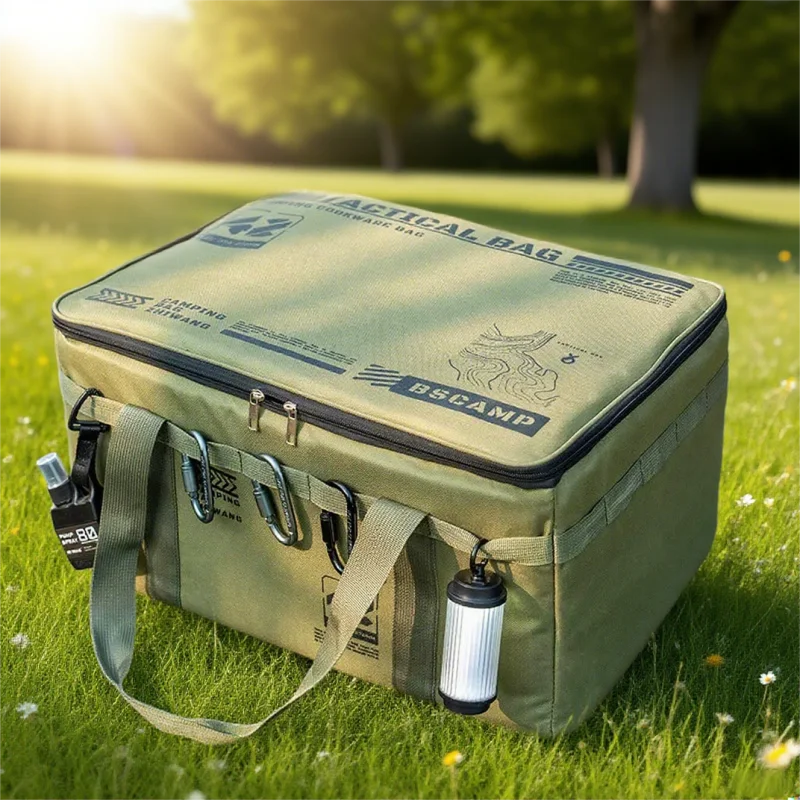 Borsa portaoggetti tattica da campeggio 30-42L Scatola pieghevole isolata Stoviglie da picnic impermeabili Attrezzatura da campo Organizzatore di attrezzi da esterno
