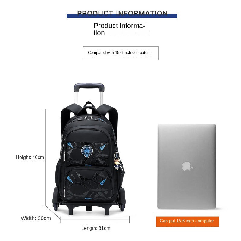 Mochilas escolares rolantes, mochilas escolares para meninos, carrinho com rodas, à prova d'água, ortopédicas, estudantes, mochila com rodas
