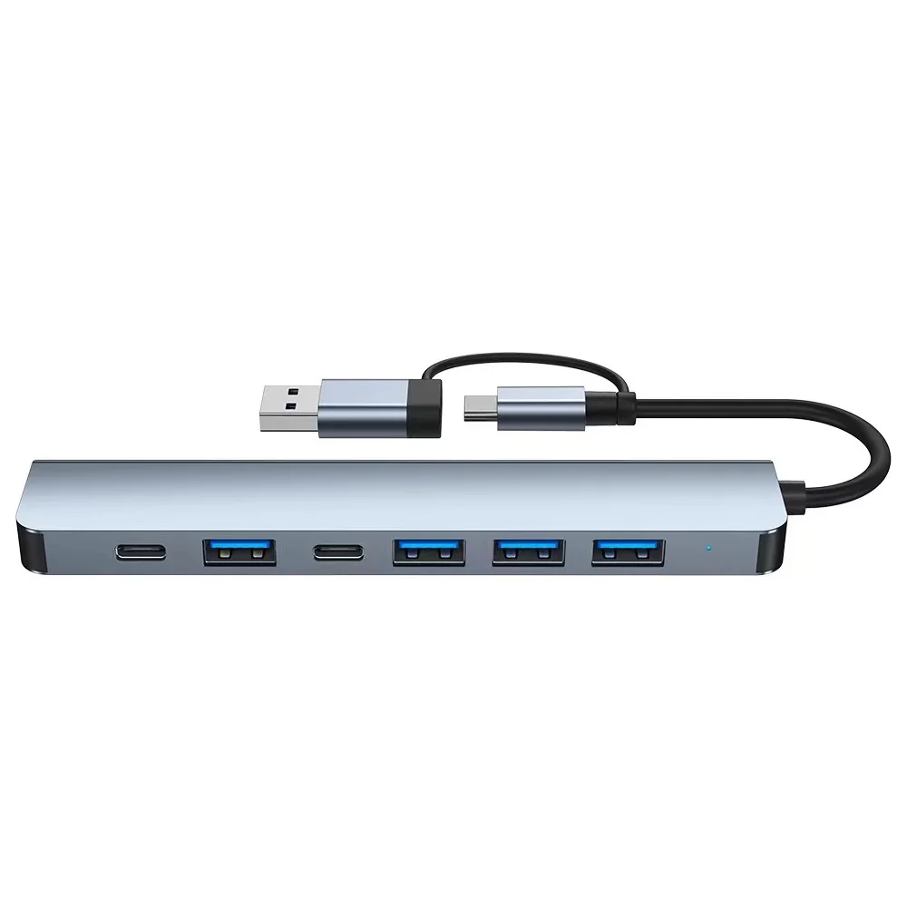 USB C Hub USB Splitter Extensor USB 7 en 1 con 4 puertos USB 1 puerto USBC Lector de tarjetas TF/SD Salida de audio Compatible con MacBook