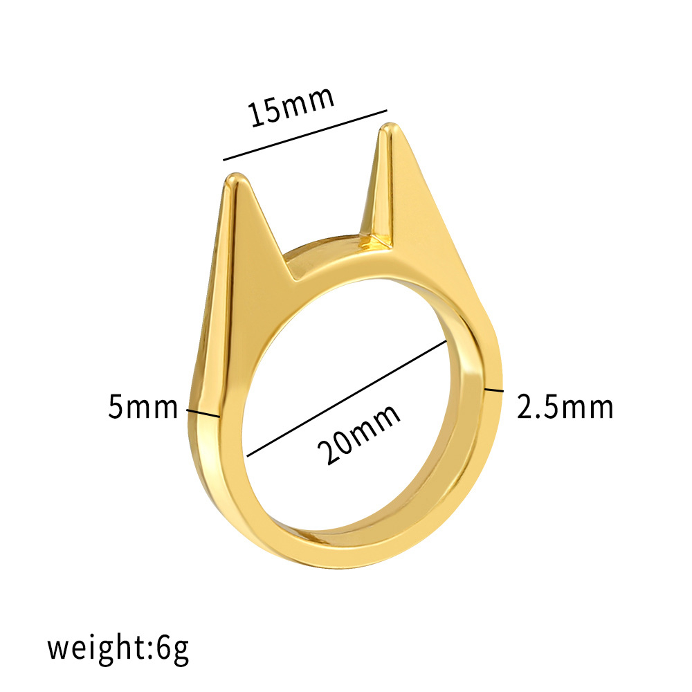 1pcs Women Men Safety Survival Ring Tool Self Defence Metal Ring Finger Defense Ring Tool Cat's Ear Ring Silver Gold Black Color
