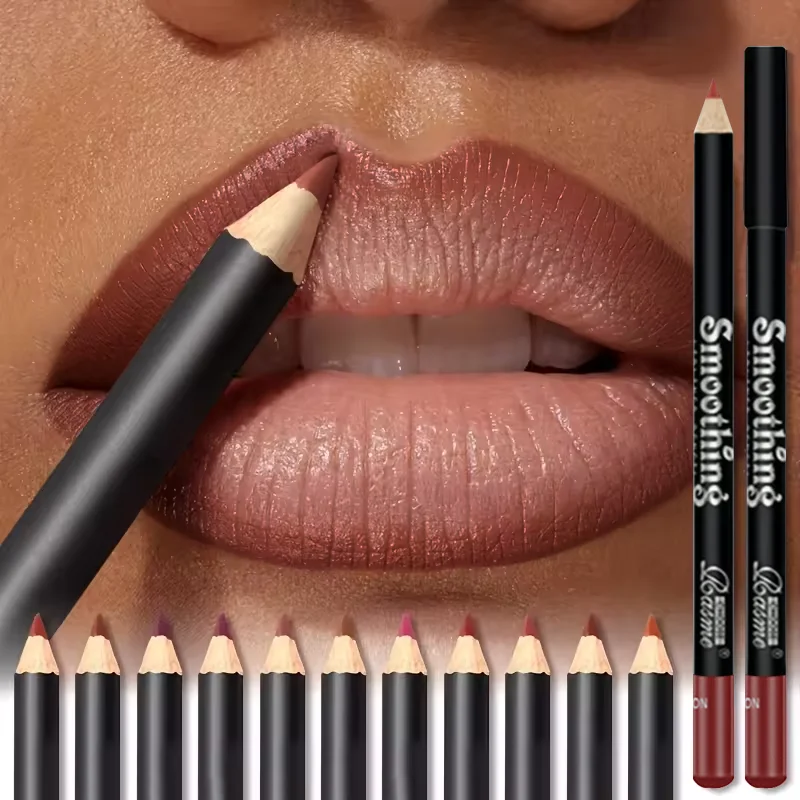 Matita per labbra opaca impermeabile Matita per contorno rosso Tinta Rossetto Tazza antiaderente a lunga durata Trucco labbra idratante 12 colori