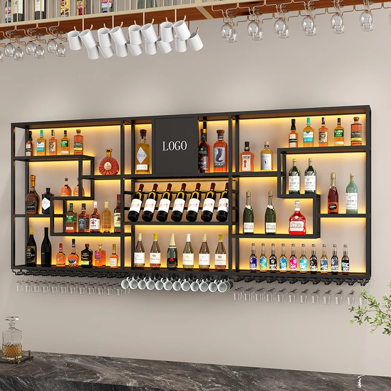 Restaurant Wein regal Bar Theke Industrie Wind Display Rack Weins chrank