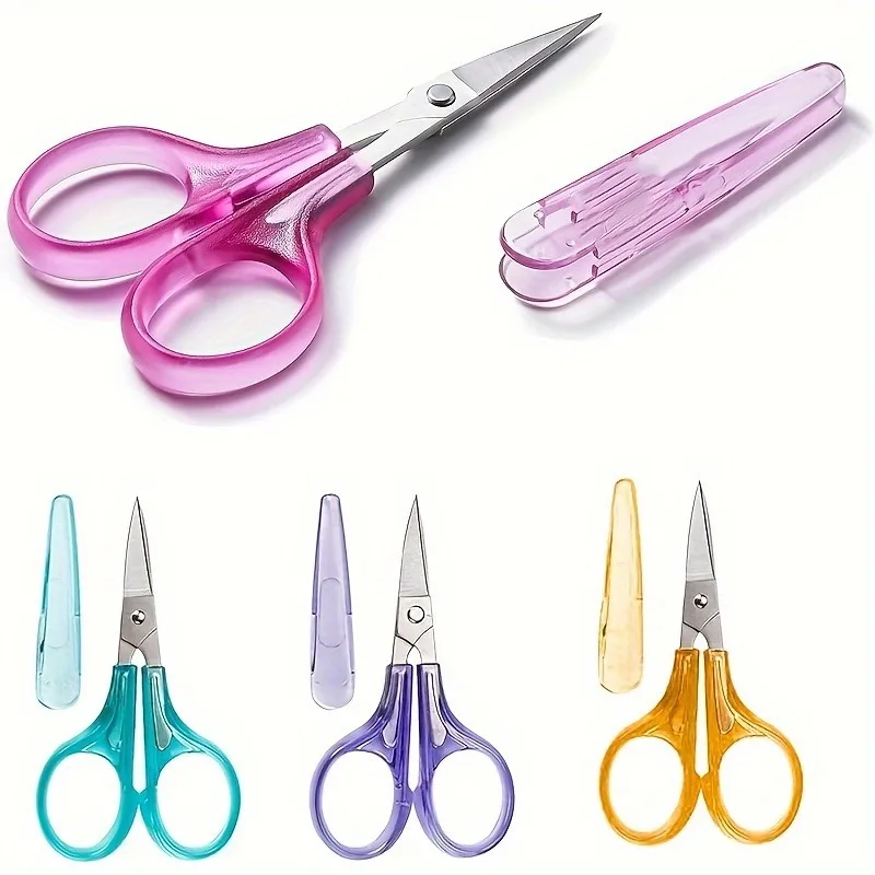 4-teiliges Bastelscheren-Set aus Edelstahl mit scharfen Details, kompaktes Design mit Schutzhülle zum Nähen, Sticken, Papierschneiden