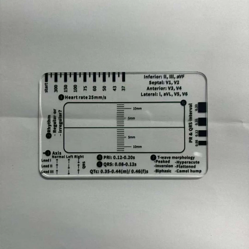 Ecg 7-step Ruler Ecg/ekg 7-step Ruler Card, Portable Pocket Ecg Ekg Caliper With Protective Sheath Evaluation Tool