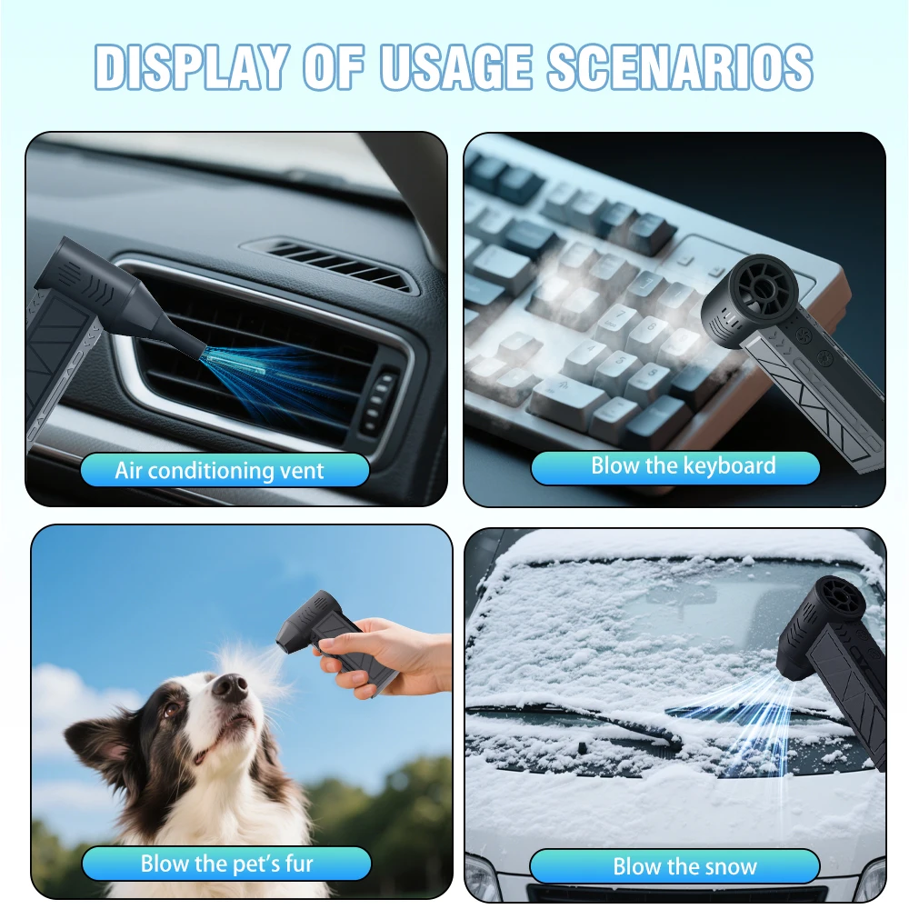 Pro Turbo Air Duster Blower | Cordless Multi-Scene Storm Wind for Car Detailing/Keyboard/Workshop |  LED Safety Alert System