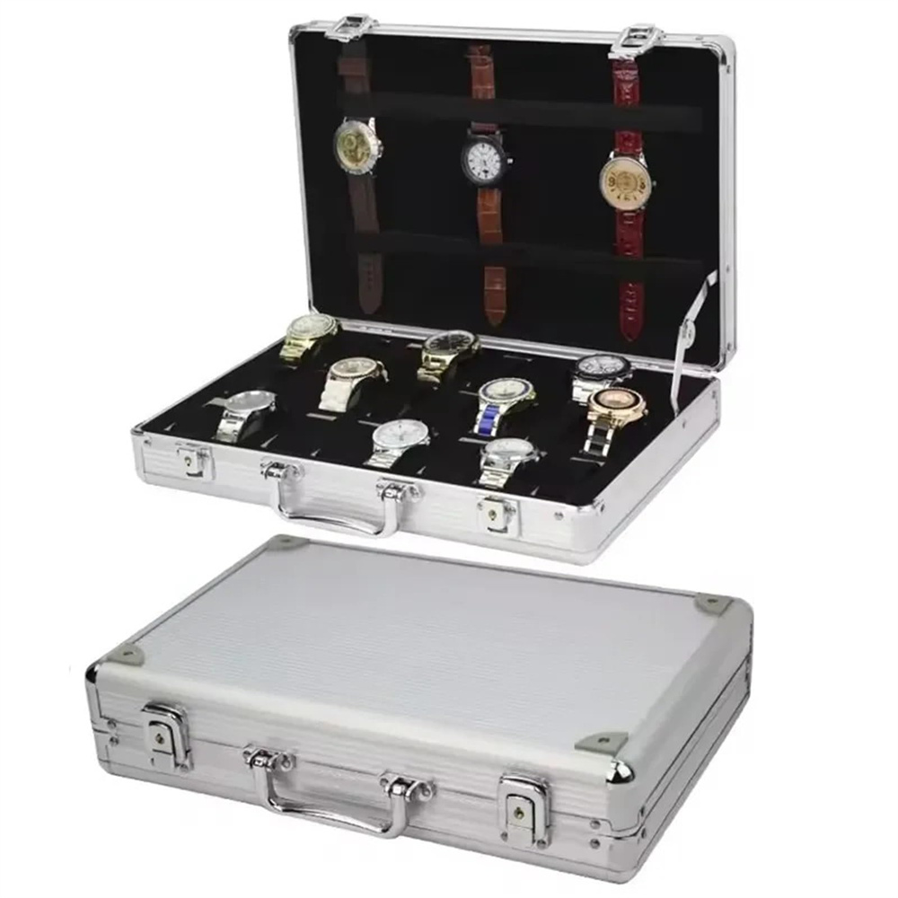 1pc Horloge Display Opbergdoos 6/12/24 Raster Sieraden Horloges Display Opbergdoos Vierkante Kast Suède binnen Rechthoek Horloge Houder
