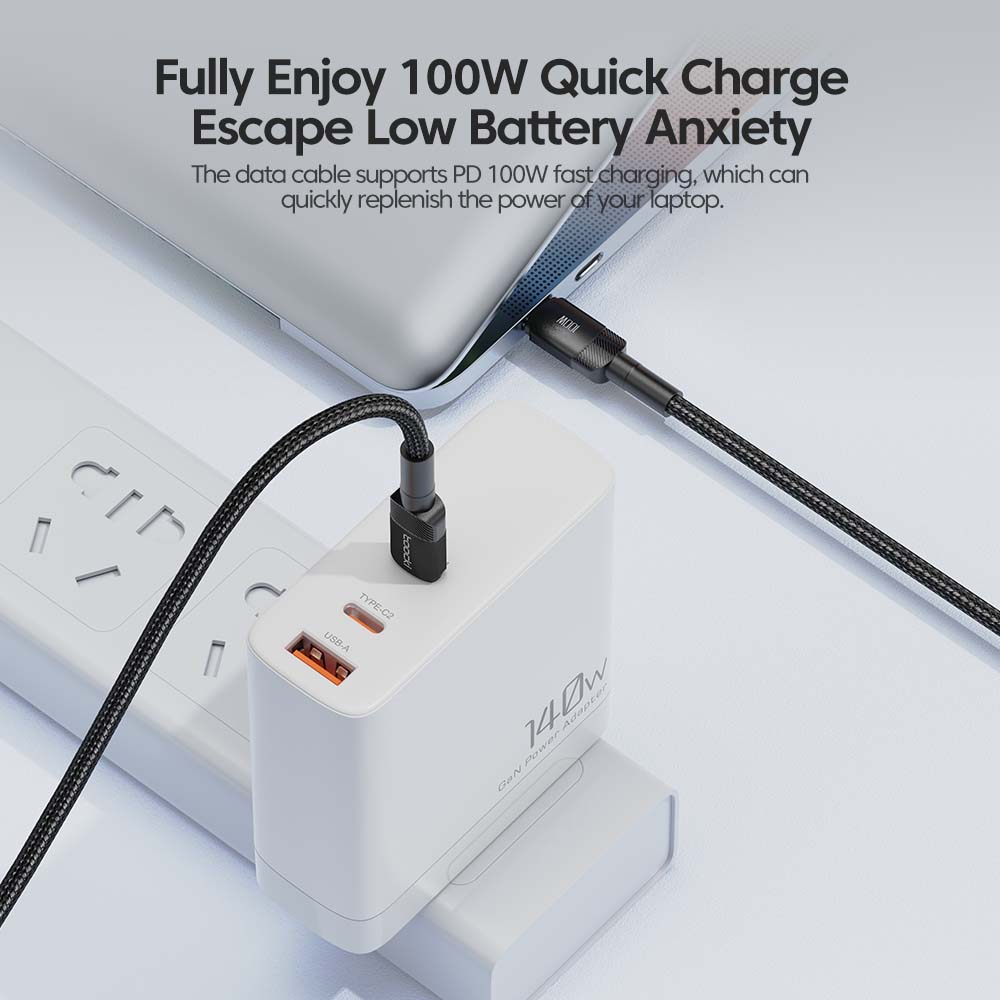 Toocki 100W tipo C a USB C cable PD 3,0 carga rápida 4,0 carga rápida tipo C a tipo C para iPhone 15 Macbook Samsung Xiaomi