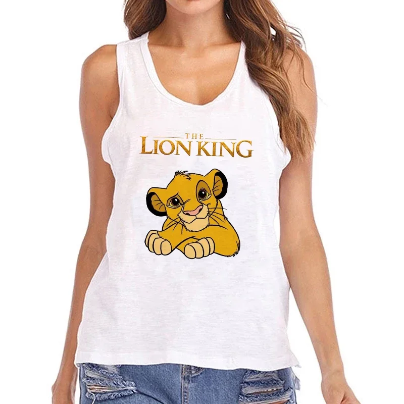 Anime Hakuna Matata rompi kaus Tnak atasan Disney The Lion King kaus potong wanita kaus Crop Top wanita pakaian kaus atasan