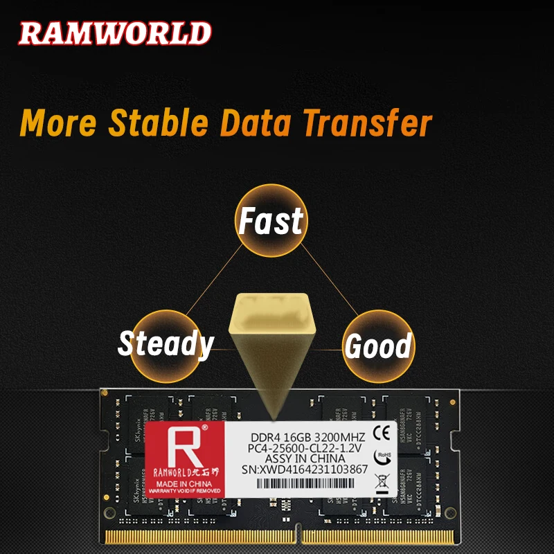 RAMWORLD DDR4 16GB 8GB 4GB 3200MHz 2666MHz 2400MHz 2133MHz Notebook Memoria Ram PC4 CL16/17/19/22 1.2V  SODIMM Laptop Memory