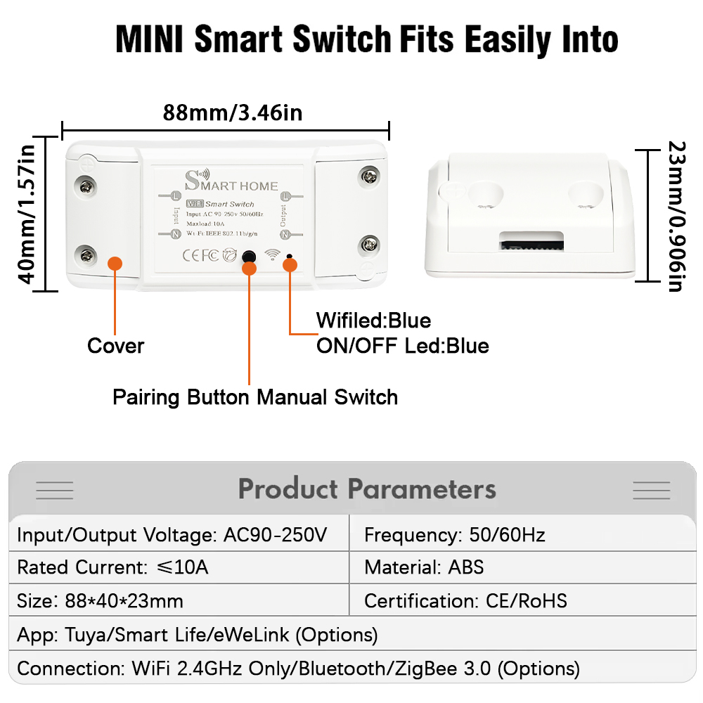 Tuya eWeLink WiFi ZigBee 10A DIY Mini WiFi умный выключатель света модуль голосового беспроводного пульта дистанционного управления для Alexa Google Home
