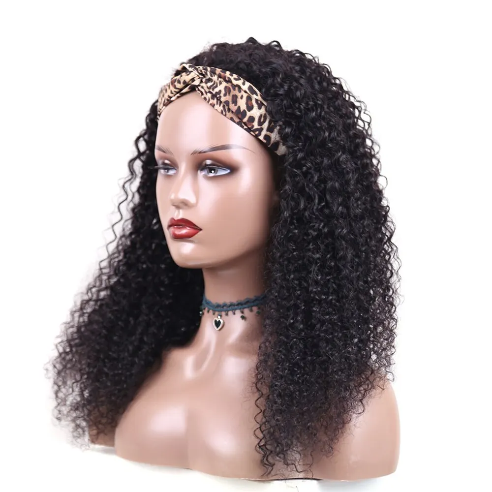 Brasileiro kinky encaracolado bandana perucas usar e ir sem cola peruca de cabelo humano completa máquina feita curto bob encaracolado perucas para mulher 180%