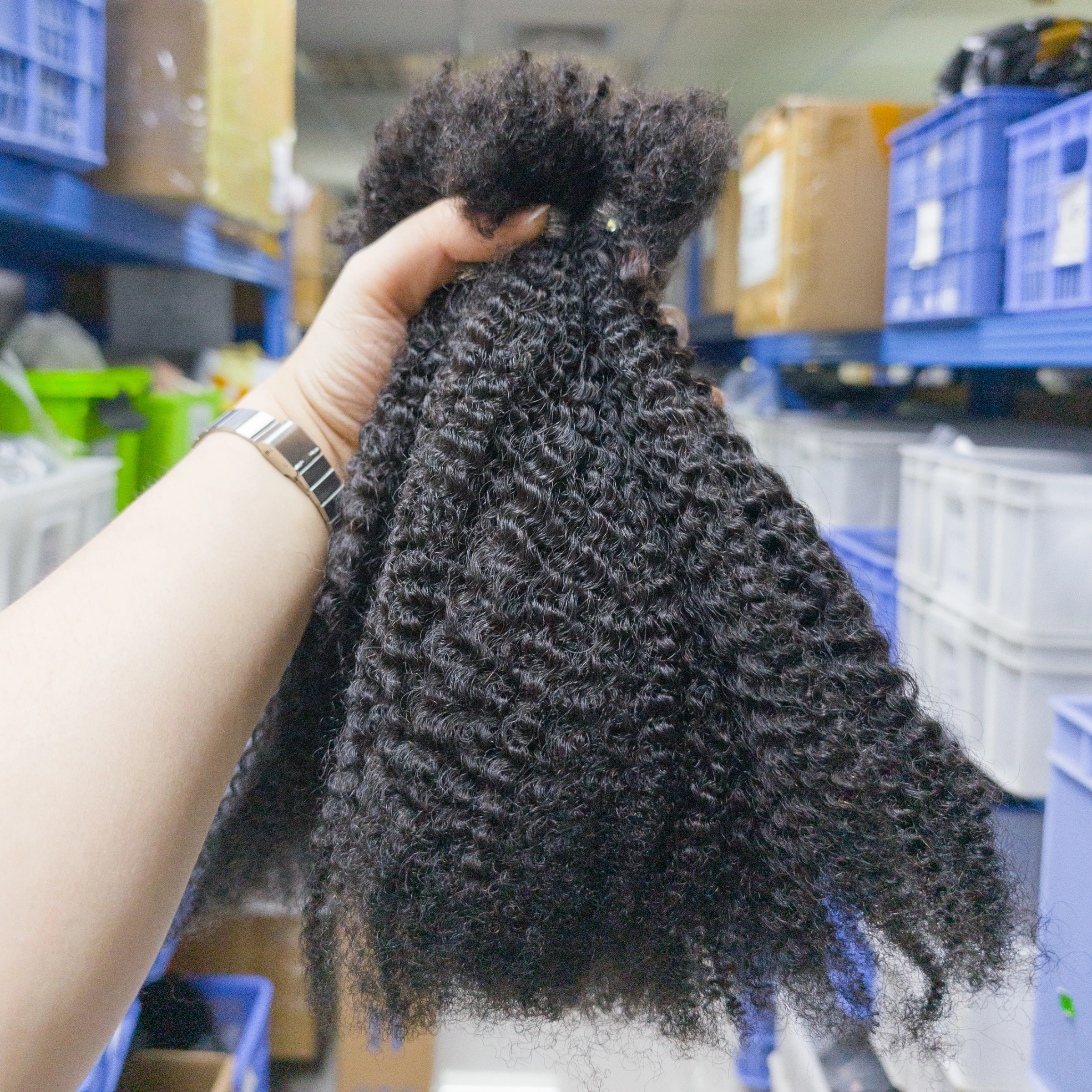 100% pacotes de cabelo humano para locs tranças 4c afro kinky encaracolado extensão em massa trança 16 Polegada cabelo virgem cru não processado em massa sem trama