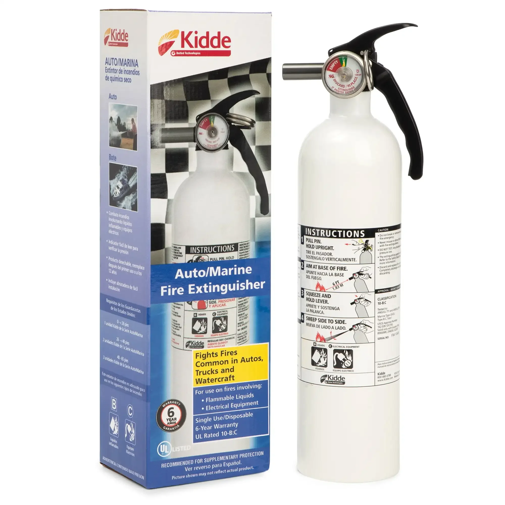 Auto/Marine Fire Extinguisher,Contains 2.9 pounds of fire extinguishing agent.