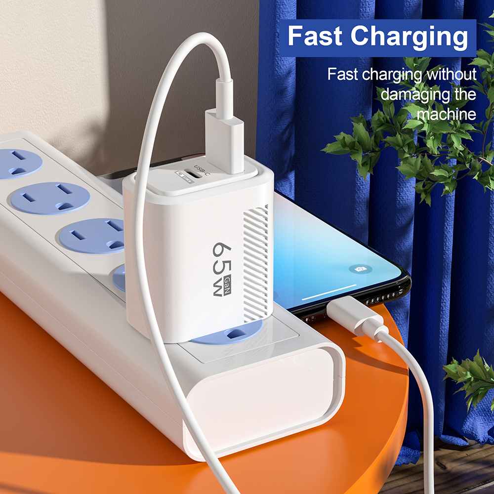 GaN USB C Charger Fast Charging 65W Phone Charger EU/US Plug Adapter For iPhone Samsung Xiaomi Quick Charge Type C Wall Charger