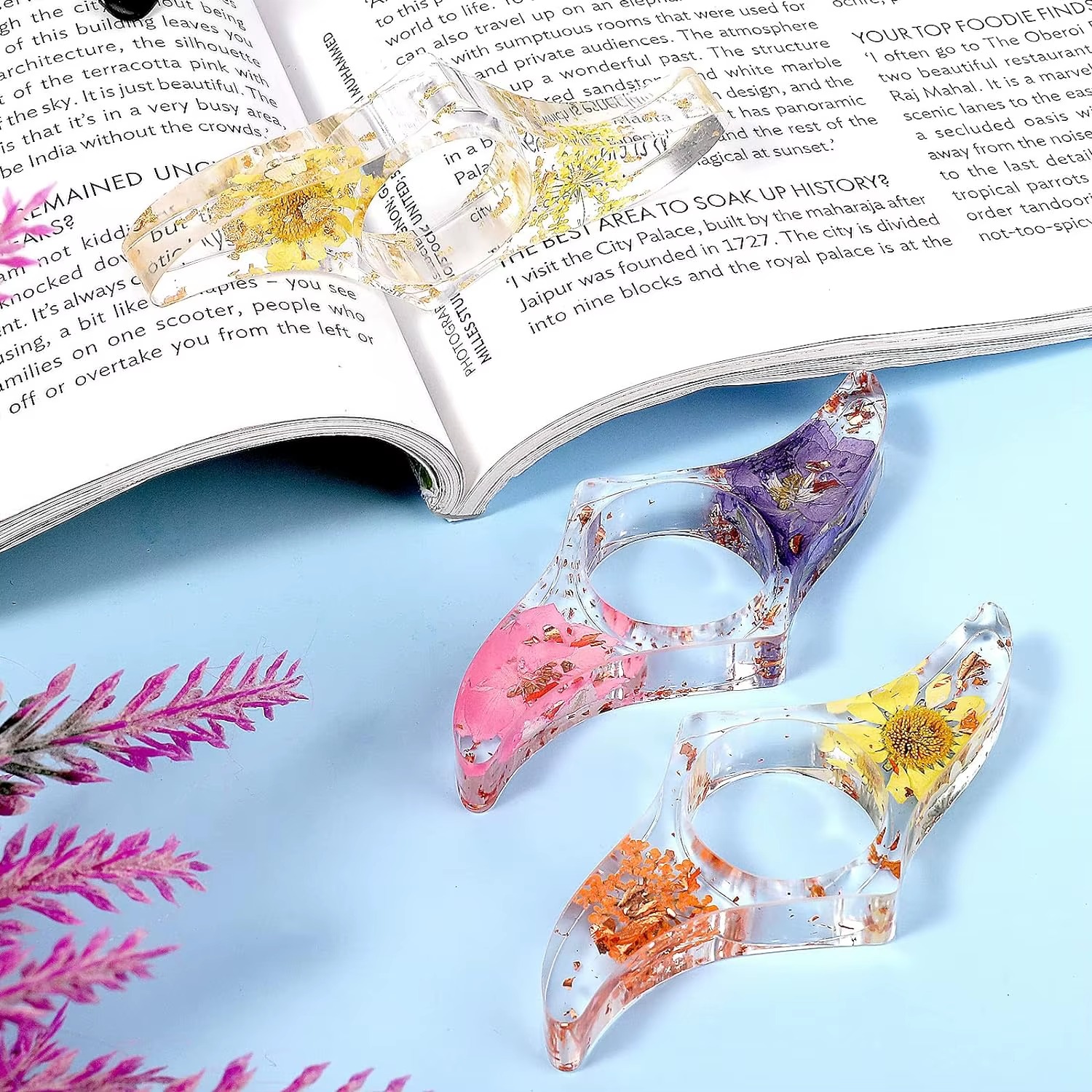 Marcapáginas de resina, soporte para libros, ayuda de lectura, soporte creativo para libros de pulgar, soporte de página de pulgar para estudiantes y amantes de los libros, 1 ud.