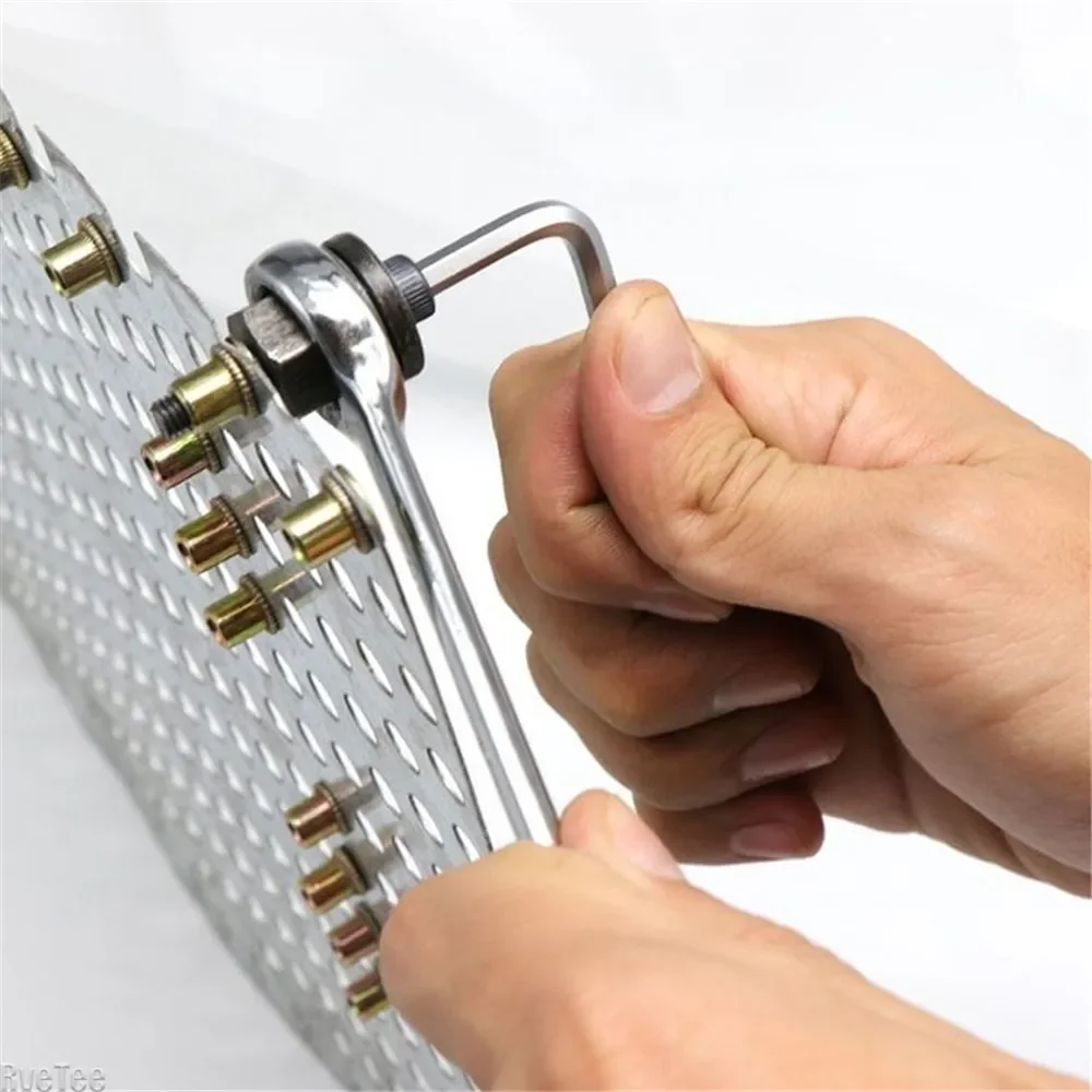 Manual Rivet Screw Riveter Rivet Nut Tool Adapter M3 M4 M5 M6 M8 M10 M12 Metal License Plate Simple Installation 11pc