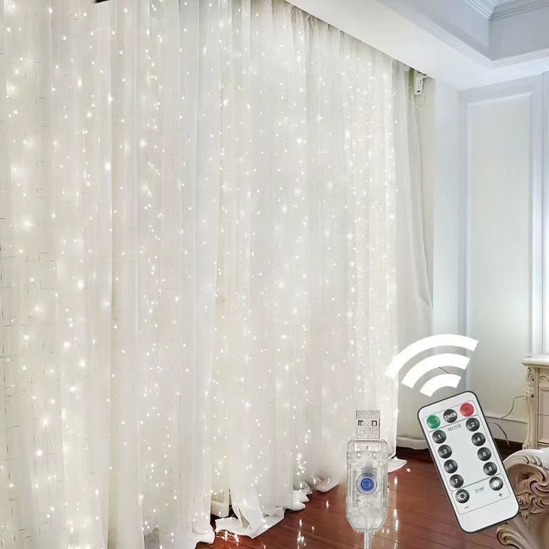 Weihnachtsbeleuchtung Vorhänge für Fenster Led Fee Neujahr Beleuchtung Zimmer String Girlande USB Remote Party Wasserfälle Dekorationen