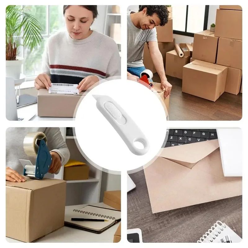 Ceramic Box Cutter Retractable Box Cutter With Keychain Hole Box Opener For Package Mini Utility Knives For School Home
