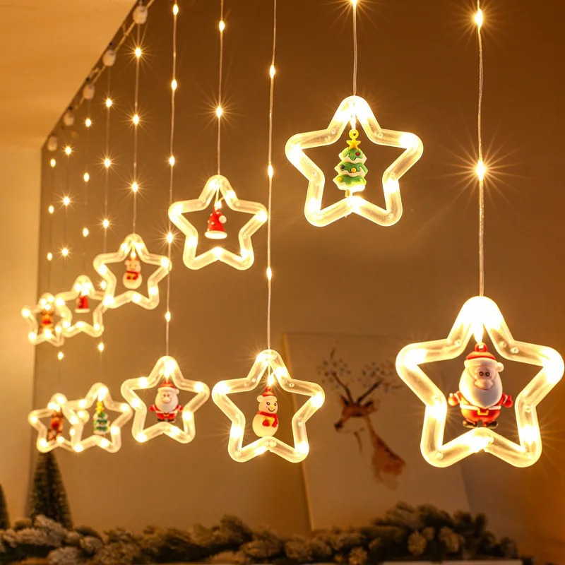 크리스마스 소원 공 LED 요정 커튼 라이트 스트링 웨딩 홀리데이 화환 램프 홈 룸 파티 장식 Navidad