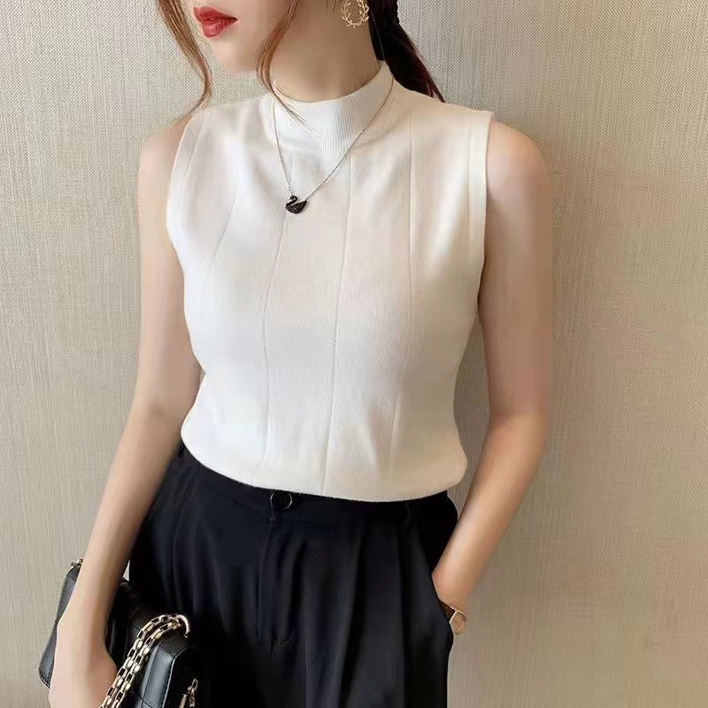 Koreaanse Mode Dames Tops Lente Nieuwe Zomer Vrouwen Tops Casual Kleding Mouwloze Effen Vrouwen Blouse Gebreide Elastische Blusas