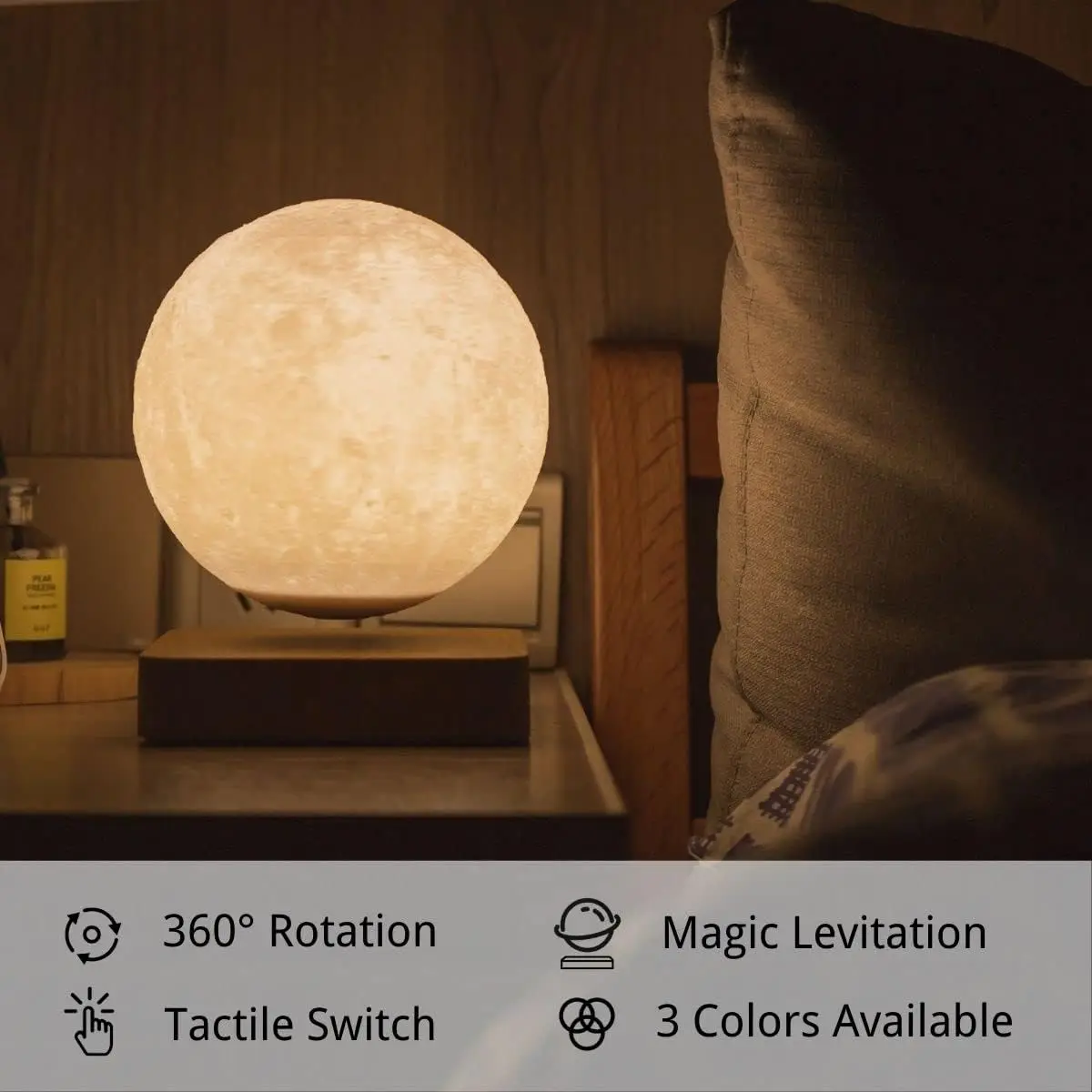 Levitating Moon Lamp, Magnetic Floating Moon Lamp Spinning Luna Night Light with 3 Color Modes, for Home Office Desk Decor,