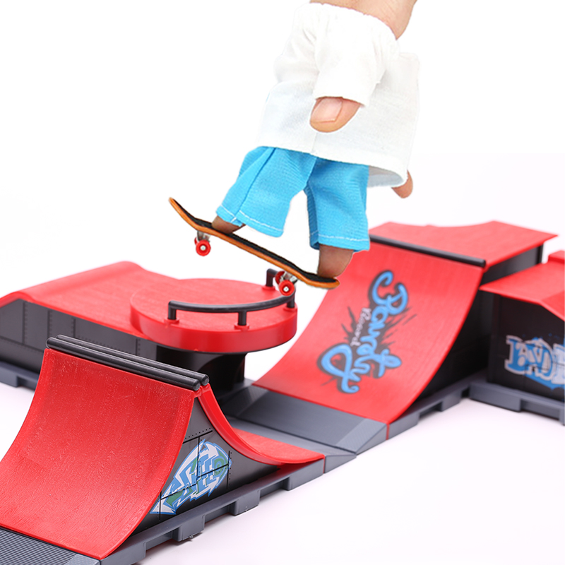 DIY Finger Skatepark 6-in-1 ชุด Professional Tech Practice Deck แพลตฟอร์ม Stunt สเก็ตบอร์ดนิ้วมือประกอบ Ramp Park ชุดของเล่น