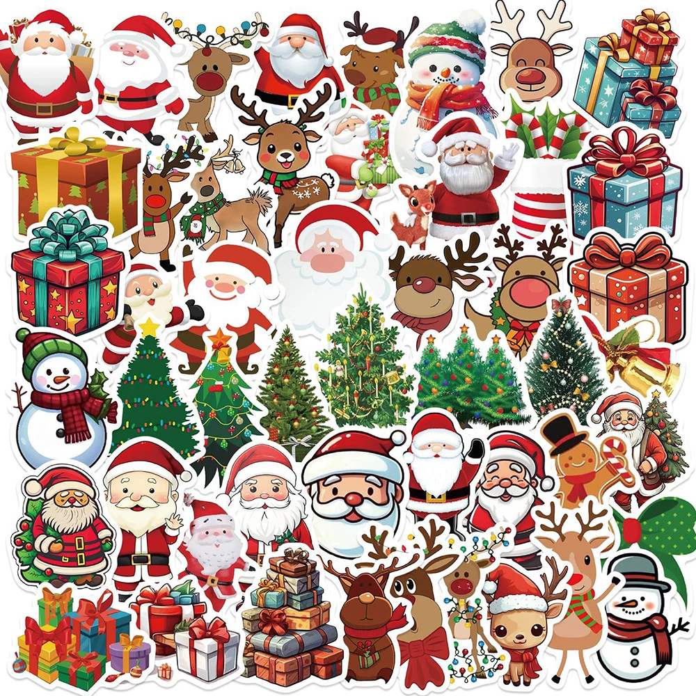 10/30/50pcs Kawaii Dessin Animé Art De Noël Autocollants Esthétiques Pack Jouet Journal Ordinateur Portable Scrapbook Téléphone Décoration Graffiti Autocollant
