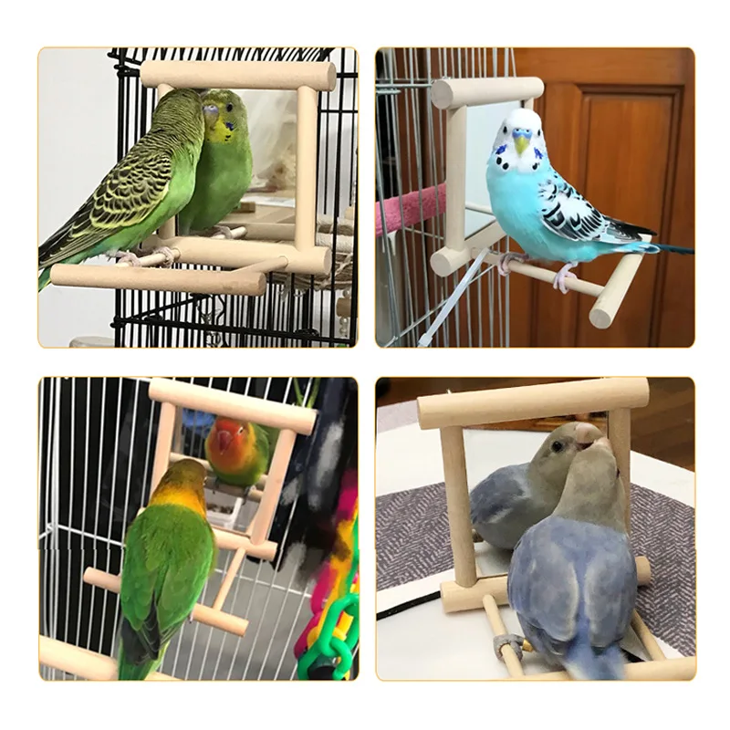 Juguete de espejo para pájaros con soporte de percha para loros, periquitos, cacatúas, Conure, Finch, Lovebird, arara canaria, cacatúa de Amazon