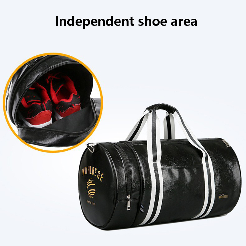 Bolsa de gimnasio de cuero PU, bolsos de viaje, lona para hombre, deportes, Fitness, negocios, informal, equipaje, bolso, zapatos, hombro, fin de semana, bolsa al aire libre