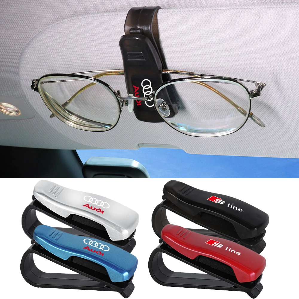 2szt Samochodowy uchwyt na okulary przeciwsłoneczne AUTO Osłona przeciwsłoneczna Klips na karty Stojak na bilety do Audi SLINE A4 B8 B6 B9 B7 A1 Q3 A7 A3 8P 8V