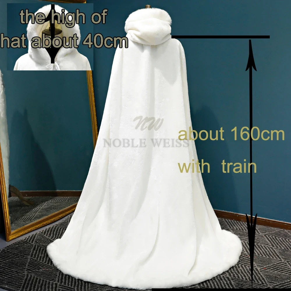 Mantelle da sposa lunghe e calde invernali Mantello da sposa Lunghezza pavimento Scialle da sposa Mantella in pelliccia sintetica Cappotto da sposa per adulti Personalizzato