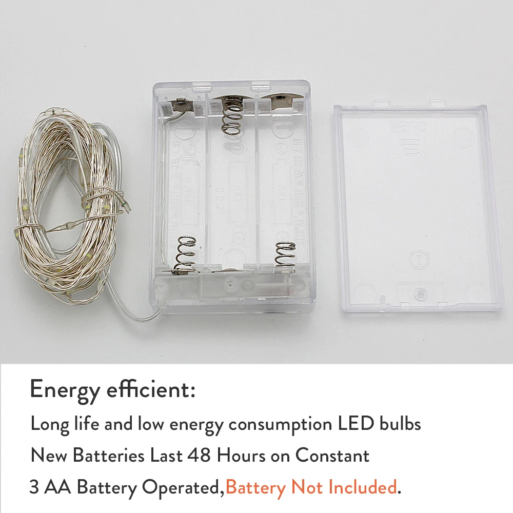1 m - 10 m ไฟ Fairy ทองแดงลวด LED String Light แบตเตอรี่ขับเคลื่อนสําหรับคริสต์มาสงานแต่งงานห้องนอนตกแต่งในร่ม