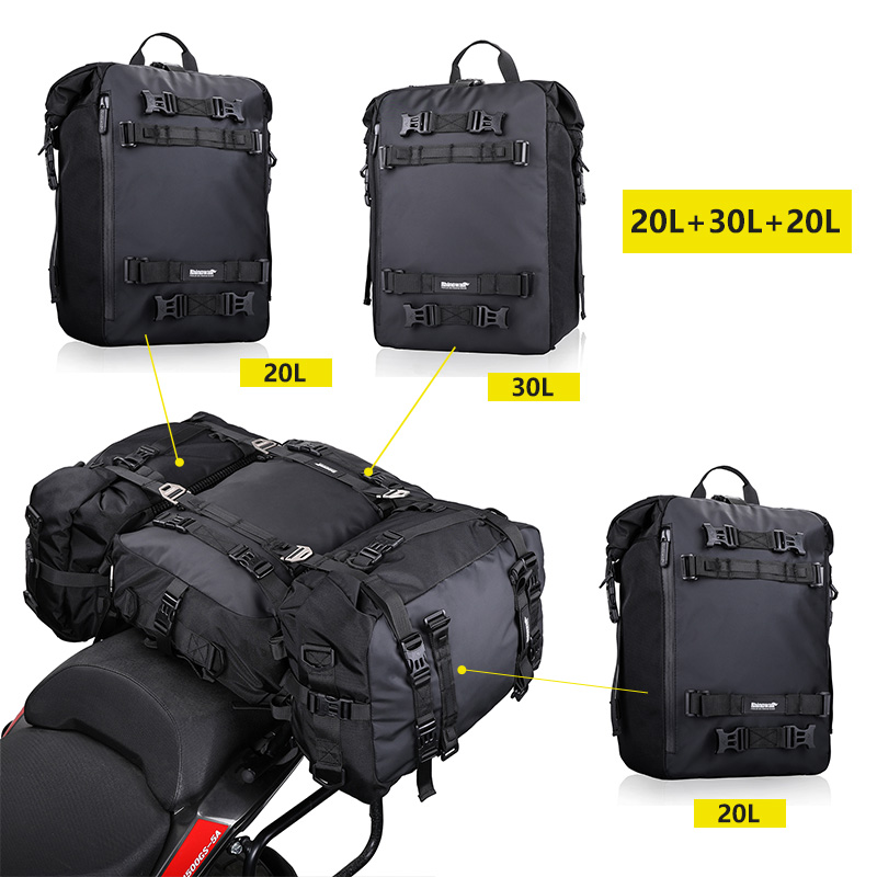 Bolsa de assento traseiro para motocicleta, 10l ou 20l ou 30l, à prova d'água, bolsa lateral para bagagem, multifuncional, bolsa de ombro