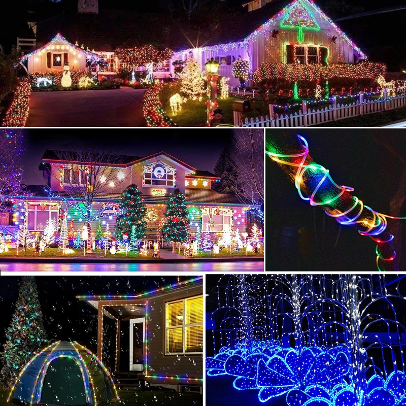 Solar Rope Lights Solar LED Light Path Deck Outdoor Garden Solar Lichtslingers Waterdichte buitenverlichting Strips 8 lichtmodi