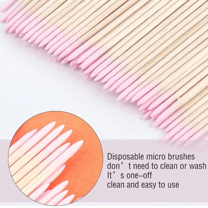 100/300/500 Uds hisopo de algodón de madera desechable lápiz labial de doble cabeza hisopos para los oídos limpieza de pestañas bastoncillos de algodón suministros de belleza para manicura