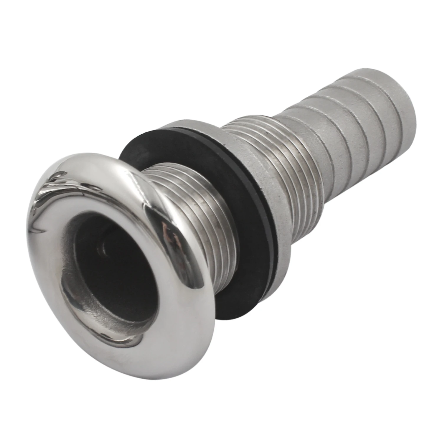 1/2 ",3/4",1 ",1-1/4" Farpado Extra Longo Reta Thru-Hull Marinha Aço Inoxidável 316 Barco Thru Dreno Conector Conexões com Porca &