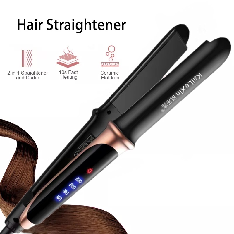 4 engrenagens temperatura ajustável 2in1 profissional alisador de cabelo de ferro plano ferramenta de estilo de aquecimento rápido para cabelos molhados ou secos