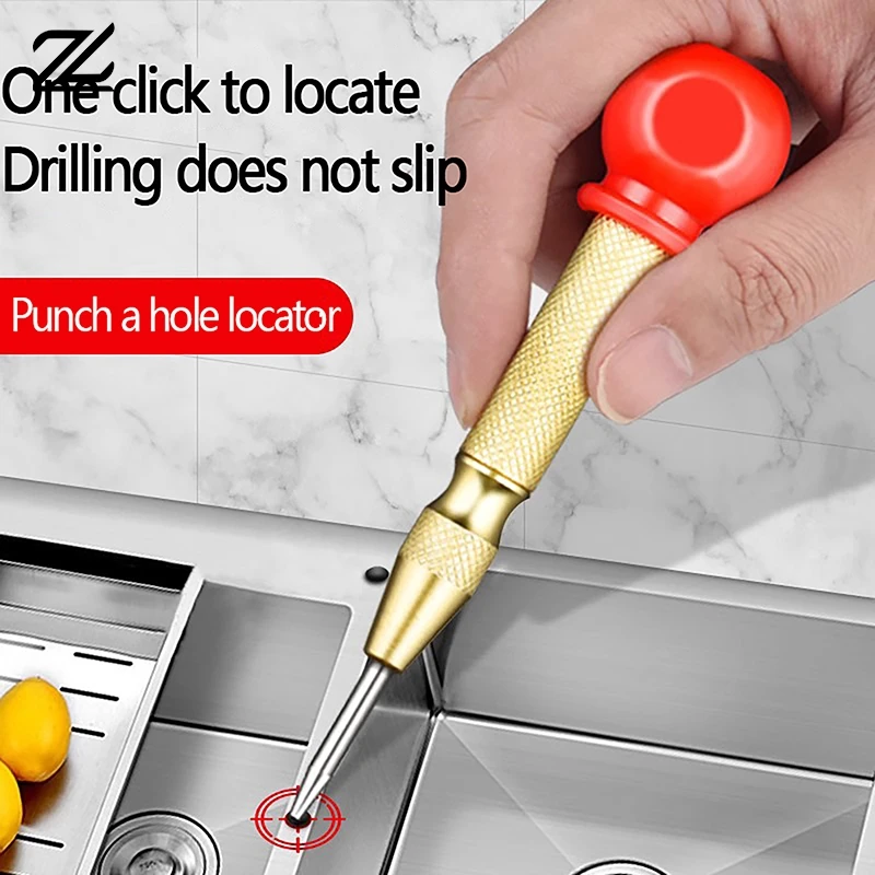 Automatic Center Punch Woodworker Metal Firing Pin Puncher Steel Drilling Holes Window Breaker Spring Loaded Dent Mark Hand Tool