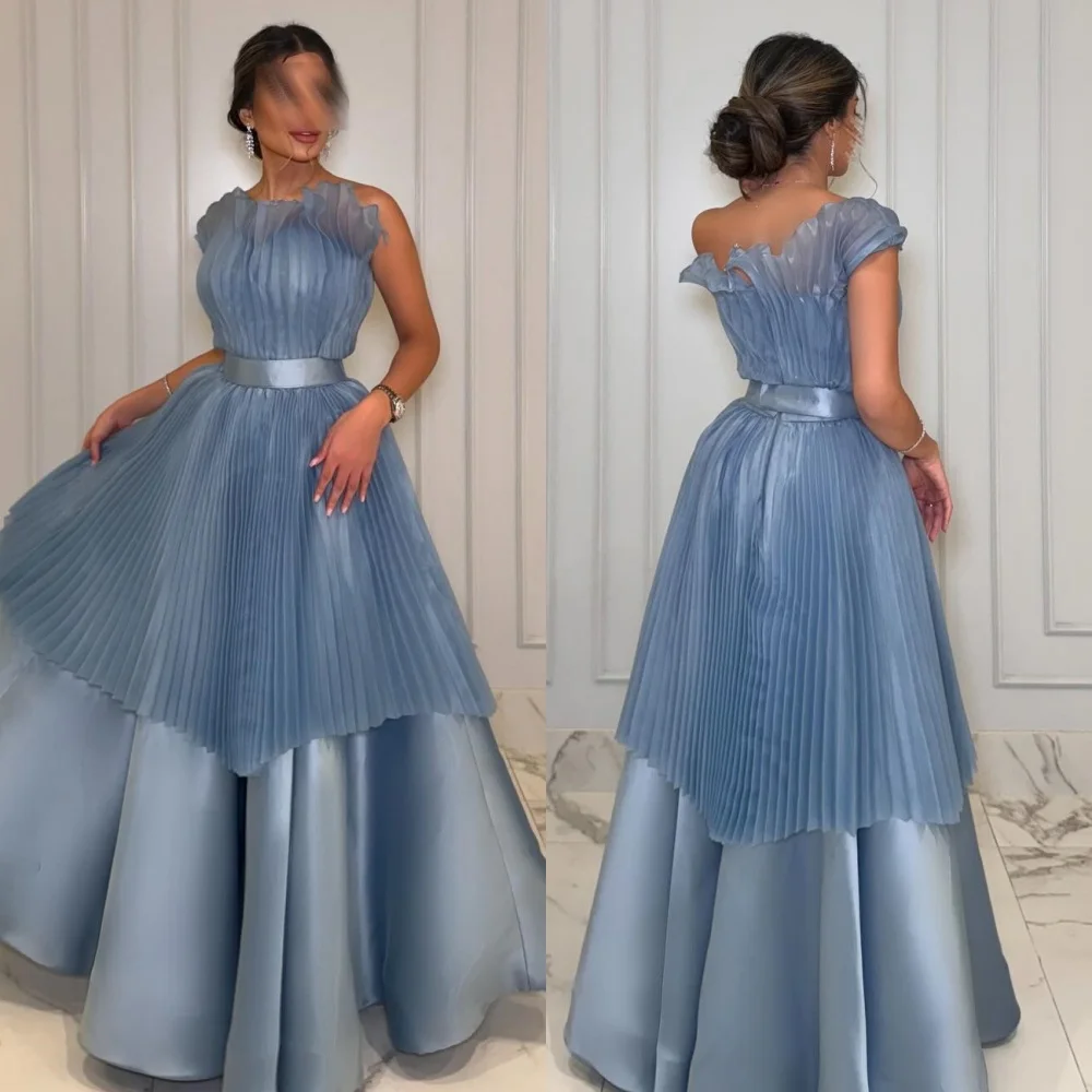 Personalizado requintado plissado ruched drapeado faixa a linha vestidos longos de um ombro vestidos de ocasião sob medida requintado de alta qualidade