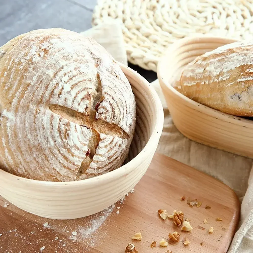 Mây Tự Nhiên Bánh Mì Thoát Rổ Vòng Tay Mây Đan Lát Nướng Bát Bột Lên Men Sourdough Banneton Giỏ Bánh Mì
