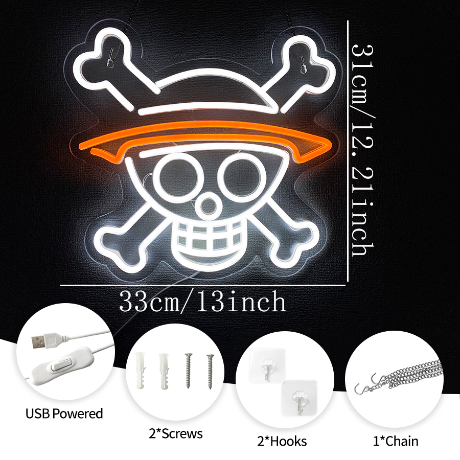 Animation Neon Sign, Hat Skull Led Wall Lamp, Used For Art Decor Of Game Room, Hand-Held Place And Bedroom, Powered By Usb.