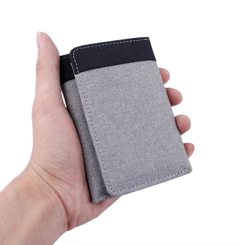 Men Canvas Wallet with ID Photo Holders Card Holder Wallet Case 8 Slots Hasp Male Purse Mini Three-fold Men Wallet