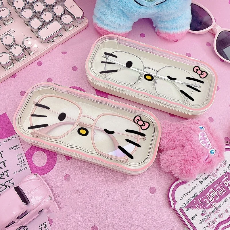 Sanrio Hello Kitty Bril Opbergdoos Anime Kawaii Leuke Cartoon Girly Hart Zonnebril Beschermhoes Cadeaus voor meisjes