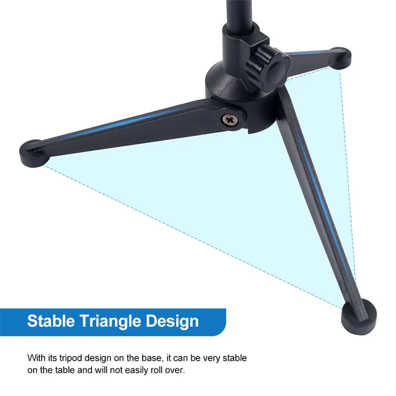 Adjustable Microphone Stand Desktop Tripod Mini Portable Mic Stand Holder Mic Clip Lightweight Bracket Accessories For Live