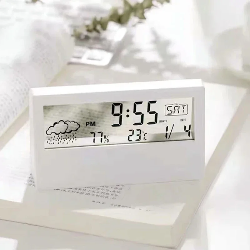 Indoor Thermometers Digital Hygrometer Room Thermometer and Humidity Gauge with Clock Humidity Temperature Function Electronic