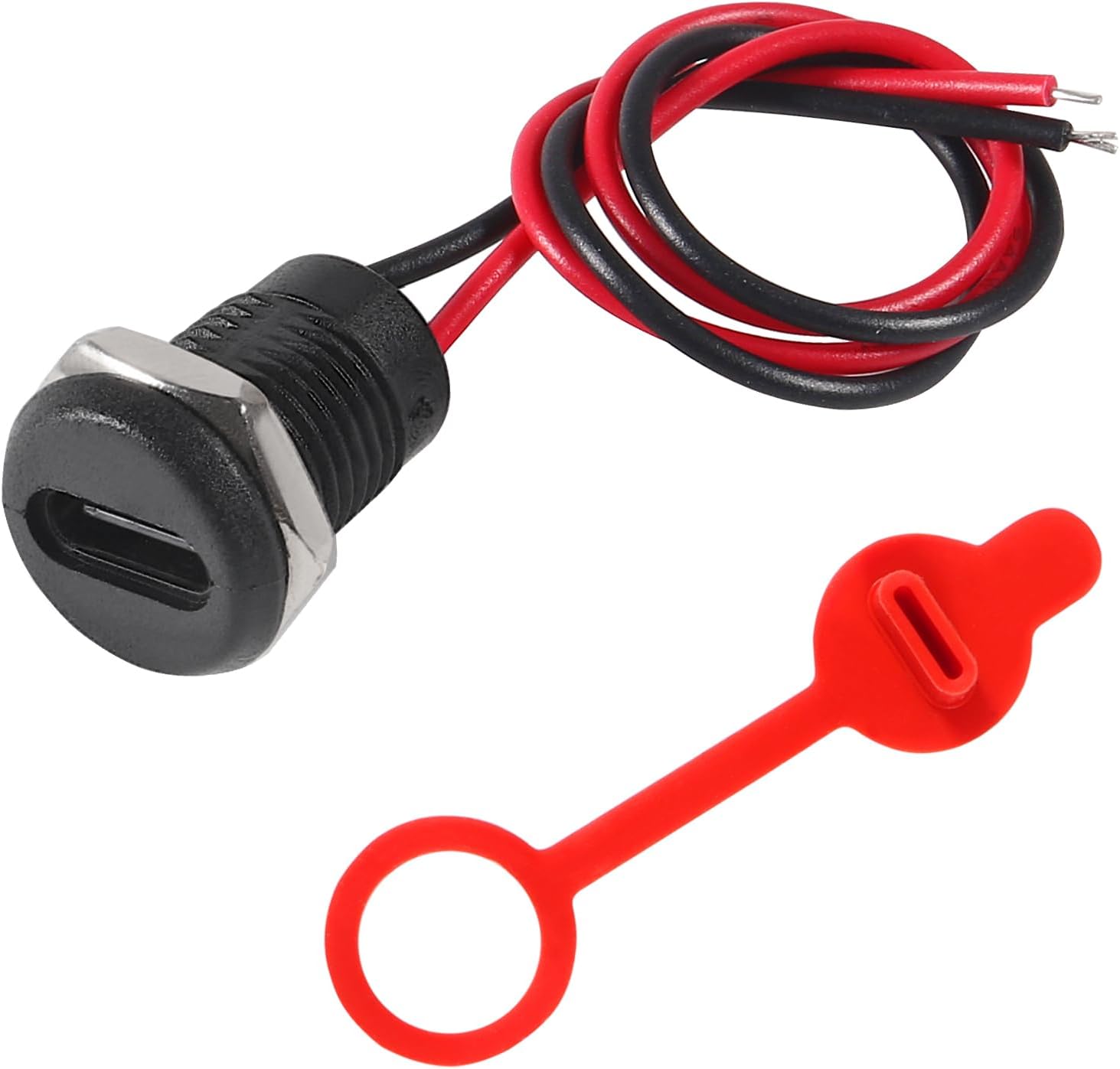 10/20pcs 2Pin Charging Socket Female Mount Connector Adapter USB Type-C Port Charging Interface Socket with Cover Cap