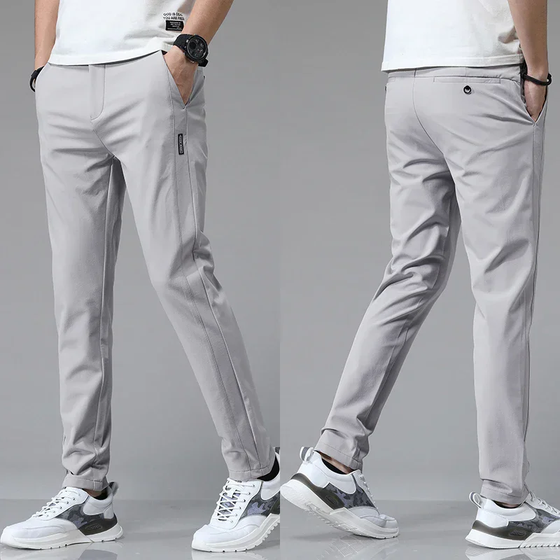 Pantaloni casual dritti slim elasticizzati da uomo ultrasottili primavera estate 2024 Pantaloni sportivi da golf traspiranti alla moda di alta qualità