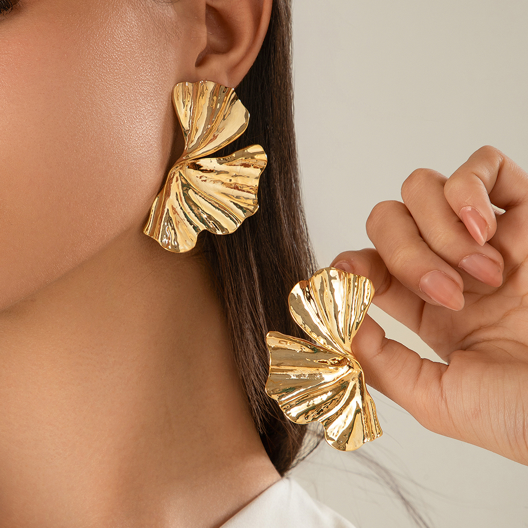 Ingemark-pendientes exagerados de hoja de arce grande para mujer, aretes Punk de Color dorado, Piercing de pétalo geométrico, accesorios Y2K